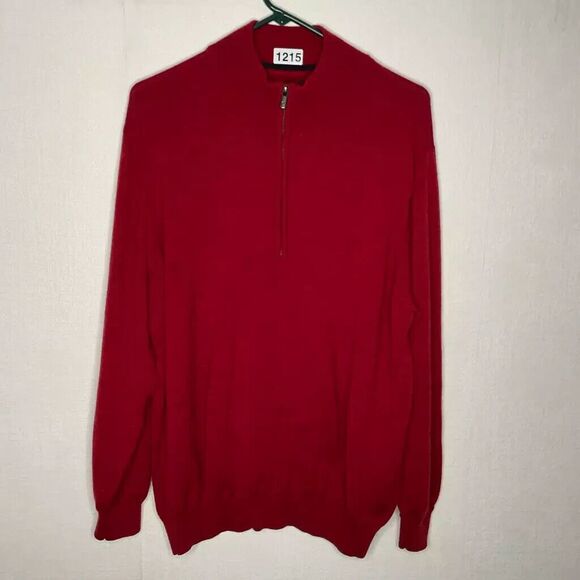 NWOT FootJoy FJ 1/4 Zip Long Sleeve Sweater Men Size XL Raspberry Pink 100% Wool - Picture 7 of 9